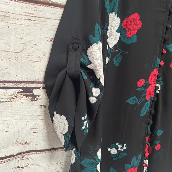 TORRID Rose Button Down Blouse Sz 0 Large - Picture 7 of 12